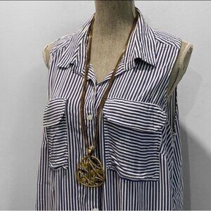 Eliane Rose Blue Stripe Sleeveless Top Size 1x